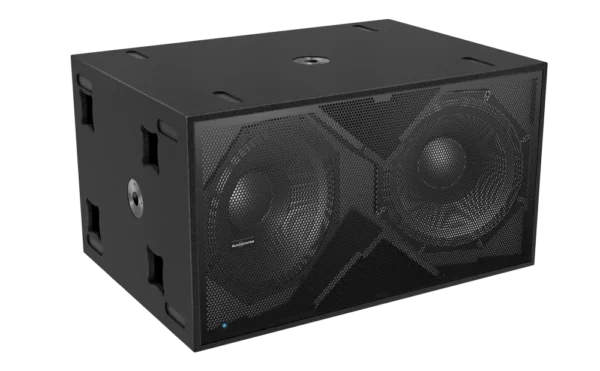 Audiocenter K-LA218 – Dual 18-inch active subwoofer delivering powerful, deep bass for professional live sound and fixed installations.